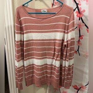 Arden B Women's Sweater - Pink and White Stripes